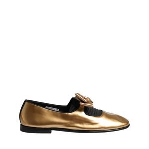 Dolce & Gabbana Metallic Gold Leather Flats Loafers Women's Shoes